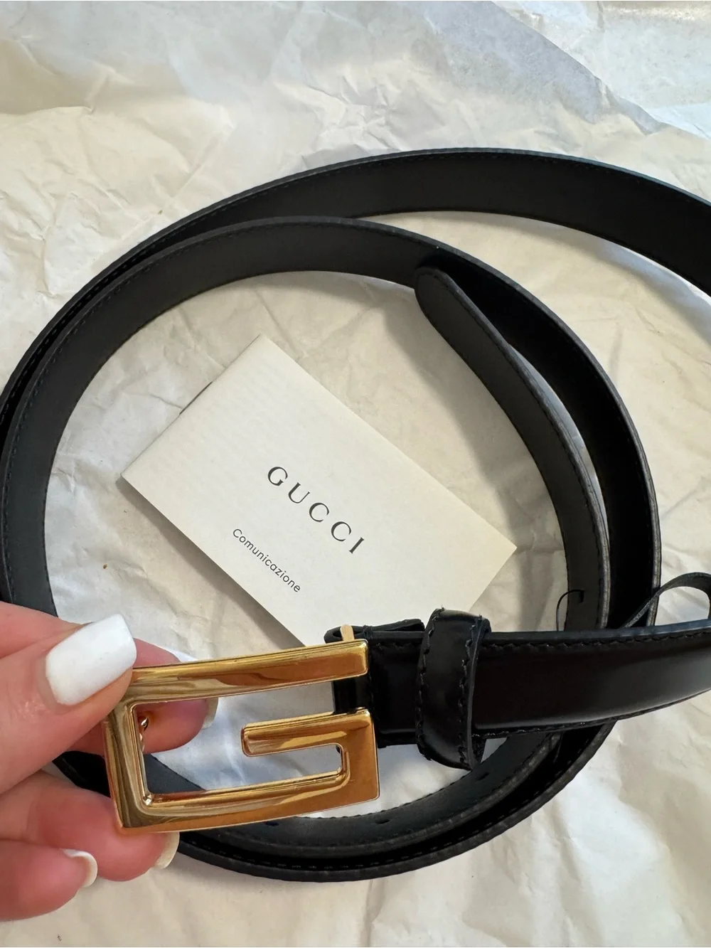 Gucci Black Leather Belt with Gold G Buckle